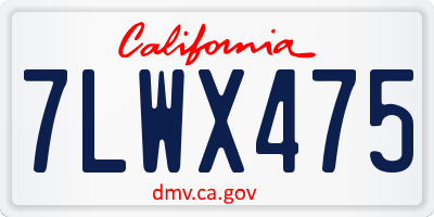 CA license plate 7LWX475