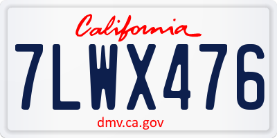 CA license plate 7LWX476