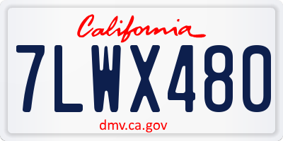 CA license plate 7LWX480