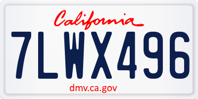 CA license plate 7LWX496