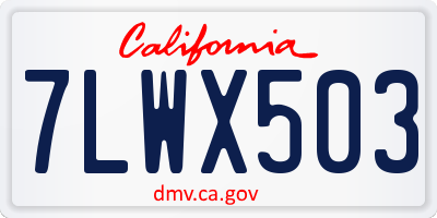 CA license plate 7LWX503