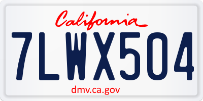 CA license plate 7LWX504