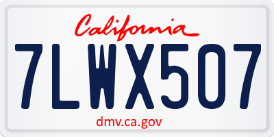 CA license plate 7LWX507
