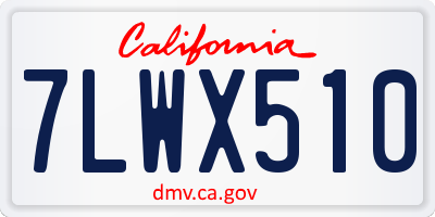 CA license plate 7LWX510