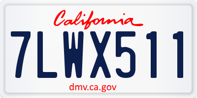 CA license plate 7LWX511