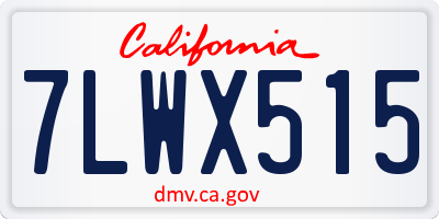 CA license plate 7LWX515