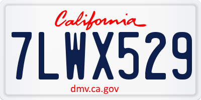 CA license plate 7LWX529