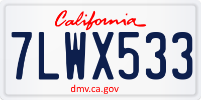CA license plate 7LWX533