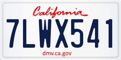 CA license plate 7LWX541