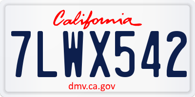 CA license plate 7LWX542