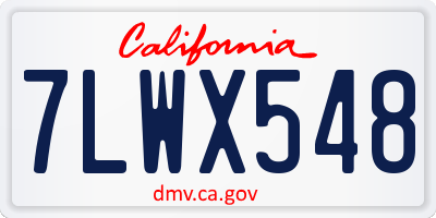 CA license plate 7LWX548