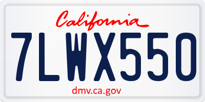 CA license plate 7LWX550