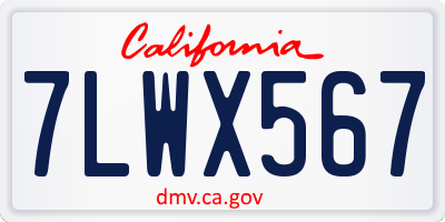 CA license plate 7LWX567