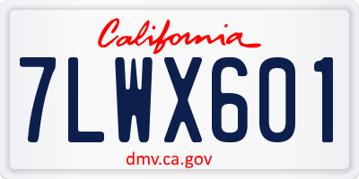 CA license plate 7LWX601