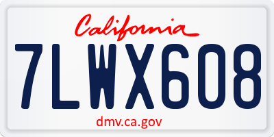CA license plate 7LWX608