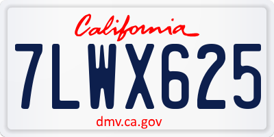 CA license plate 7LWX625