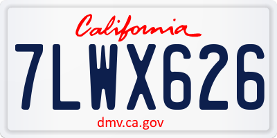 CA license plate 7LWX626