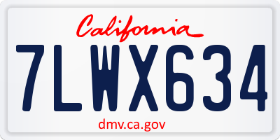 CA license plate 7LWX634