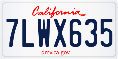 CA license plate 7LWX635