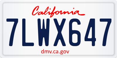 CA license plate 7LWX647