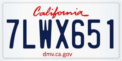 CA license plate 7LWX651