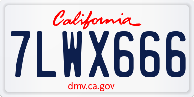 CA license plate 7LWX666
