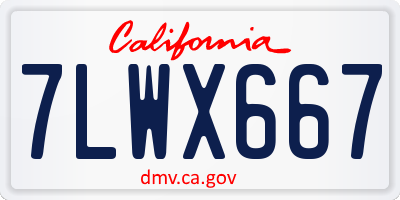CA license plate 7LWX667