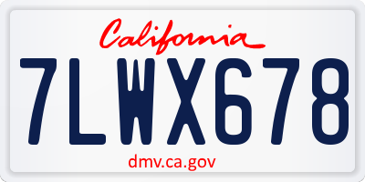 CA license plate 7LWX678