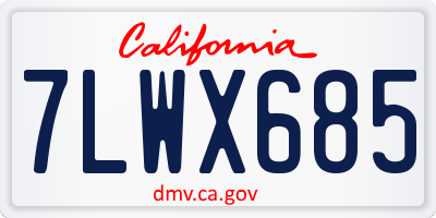 CA license plate 7LWX685