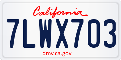 CA license plate 7LWX703
