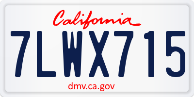 CA license plate 7LWX715