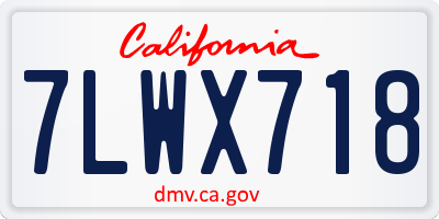 CA license plate 7LWX718