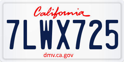 CA license plate 7LWX725