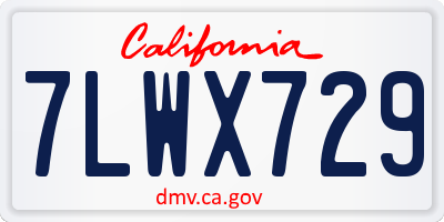 CA license plate 7LWX729