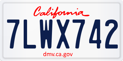 CA license plate 7LWX742