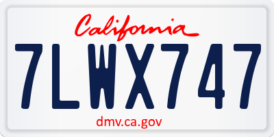 CA license plate 7LWX747