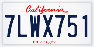 CA license plate 7LWX751