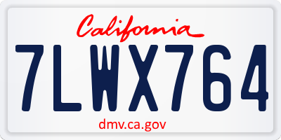 CA license plate 7LWX764