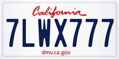 CA license plate 7LWX777