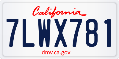 CA license plate 7LWX781