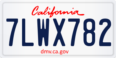 CA license plate 7LWX782