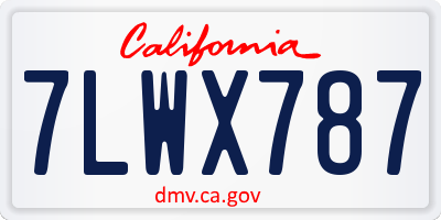 CA license plate 7LWX787