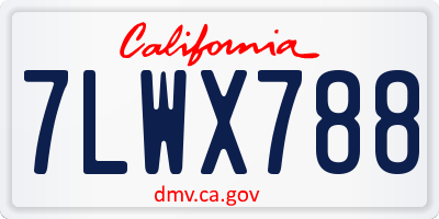 CA license plate 7LWX788