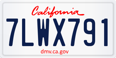 CA license plate 7LWX791
