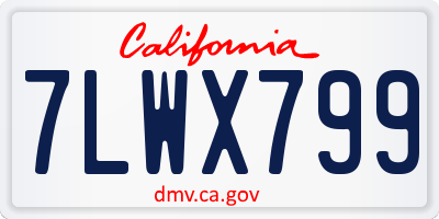CA license plate 7LWX799