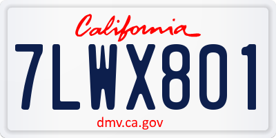 CA license plate 7LWX801