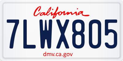 CA license plate 7LWX805