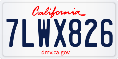 CA license plate 7LWX826