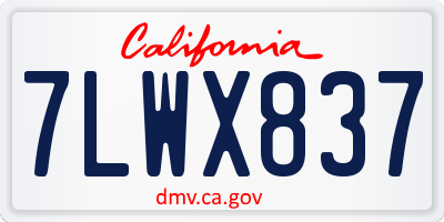 CA license plate 7LWX837