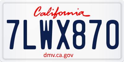 CA license plate 7LWX870